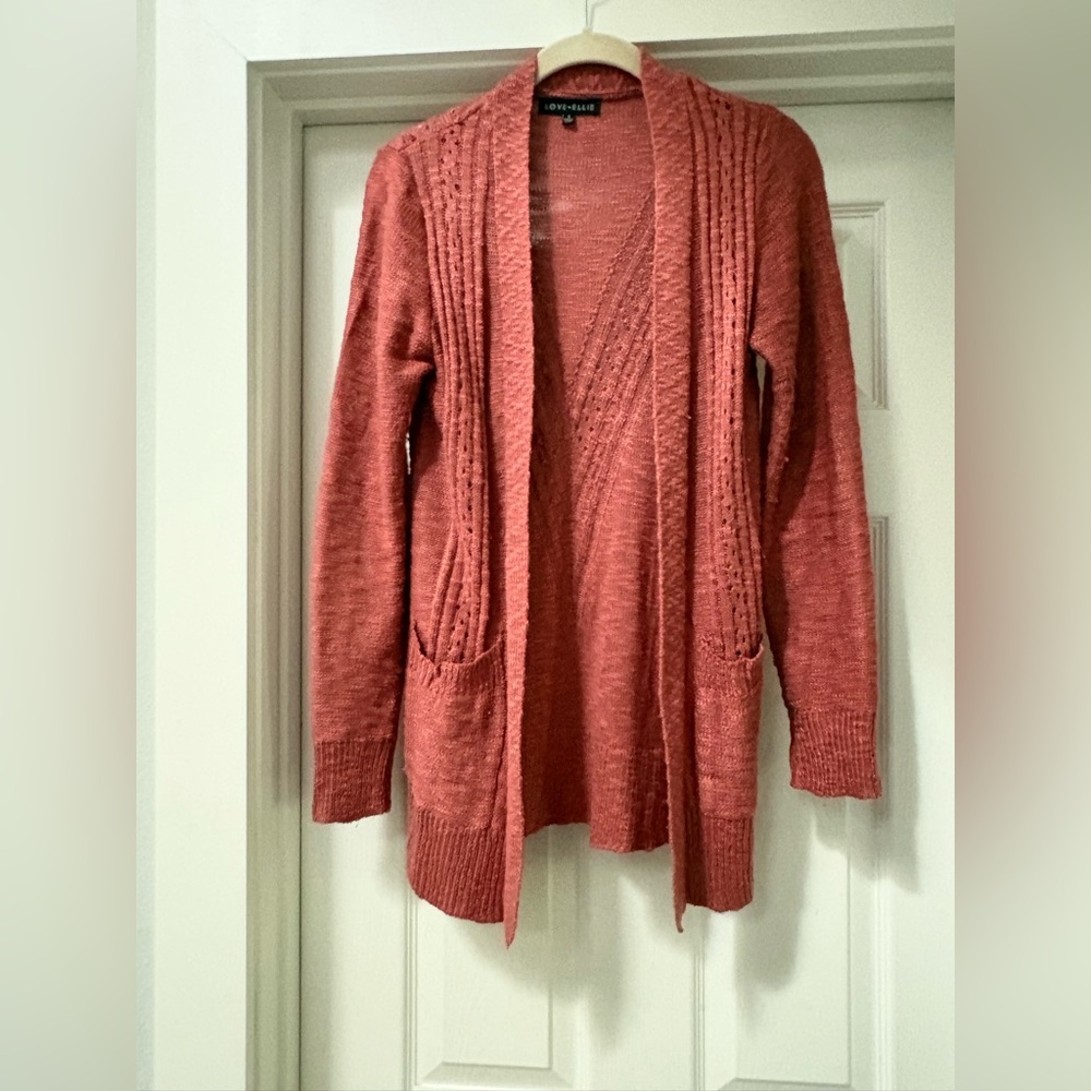 Elegant Open Front Cardigan - Rust